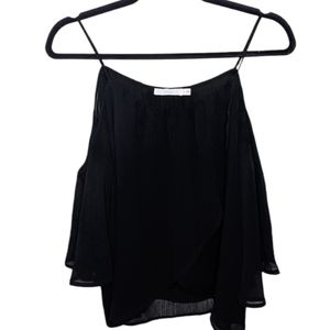 Lush Black Cold Shoulder Flowy Top Size S 🖤